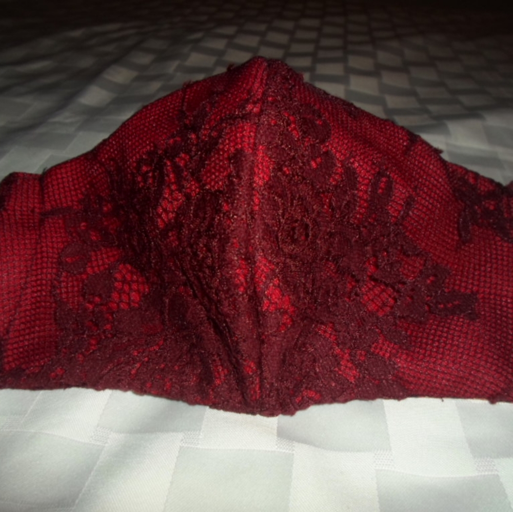 Gorgeous vintage burgundy lace face mask